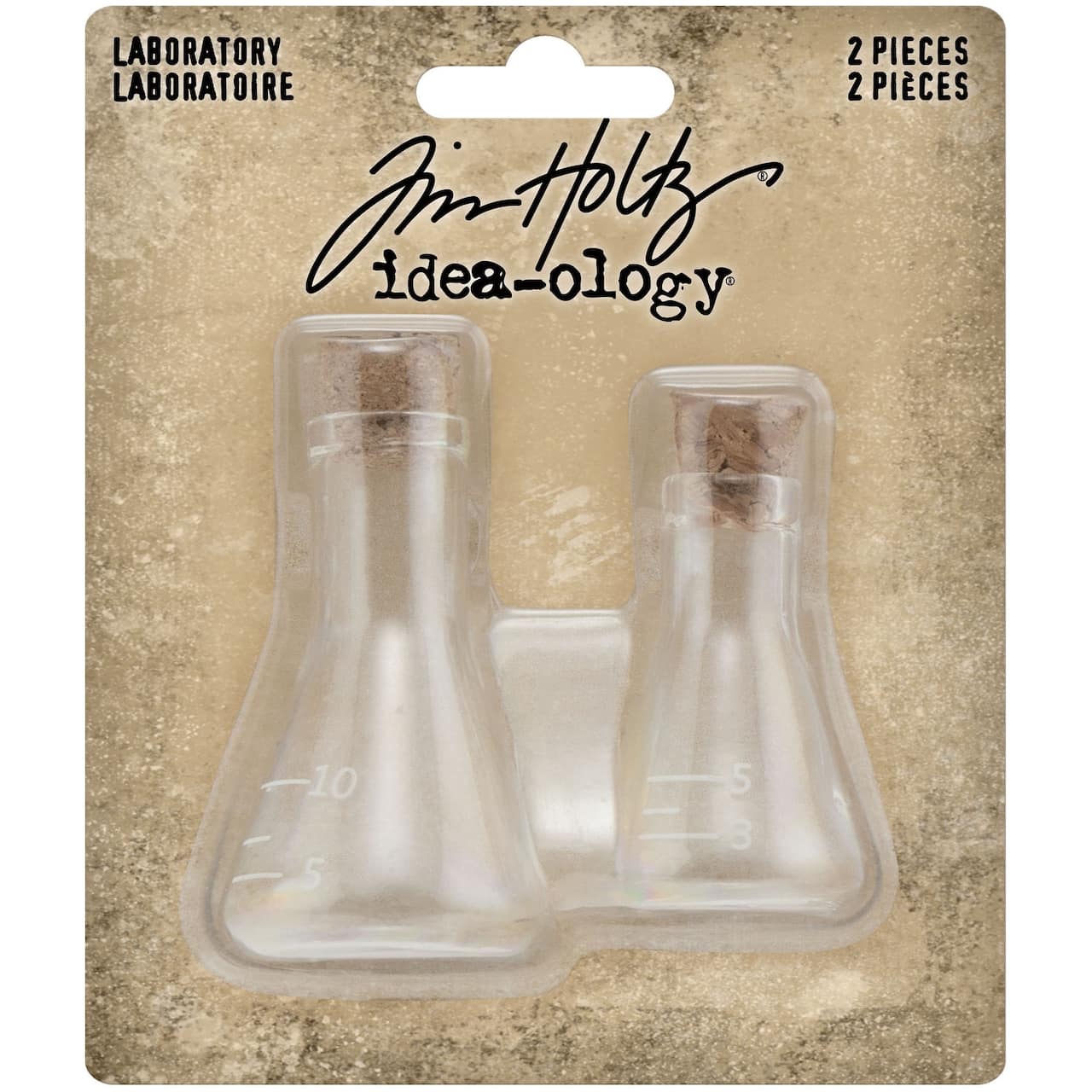 Idea-Ology Small Corked Glass Flasks 2/Pkg-Laboratory 2" To 2.375"
